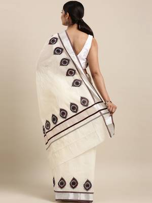 white pure cotton woven saree with blouse 3