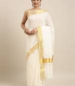white pure cotton woven saree with blouse