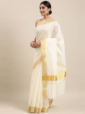 white pure cotton woven saree with blouse 2