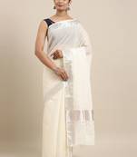 white pure cotton woven saree with blouse