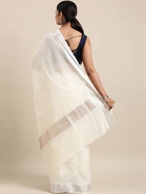 white pure cotton woven saree with blouse 3