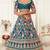 Blue embroidered silk semi stitched lehenga