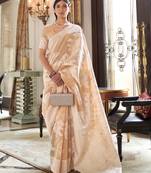 Coffee woven silk blend saree with blouse