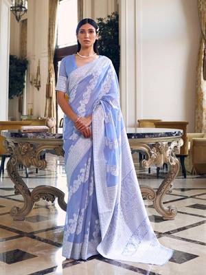 Purple woven silk blend saree with blouse 1