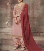 Pink embroidered georgette salwar