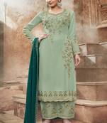 Light-sea-green embroidered georgette salwar
