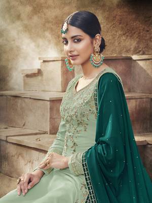 Light-sea-green embroidered georgette salwar 2