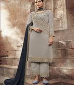 Grey embroidered georgette salwar