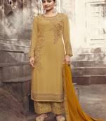 Mustard embroidered georgette salwar