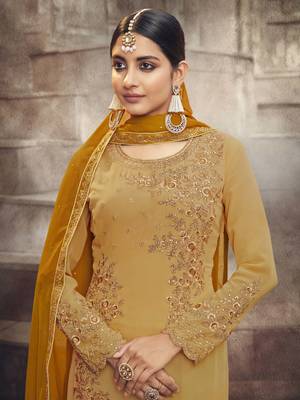 Mustard embroidered georgette salwar 2