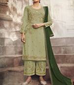 Light-green embroidered georgette salwar