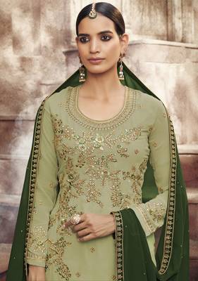 Light-green embroidered georgette salwar 2