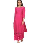 Pretty Pink Straight Kurti with Bandhani Palazzo