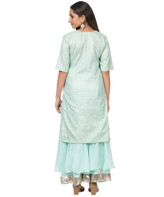Mint Green Love Short Kurti with Gota Sharara 3