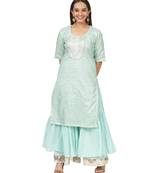 Mint Green Love Short Kurti with Gota Sharara