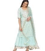 Mint Green Love Short Kurti with Gota Sharara and Jhilmil Net Dupatta