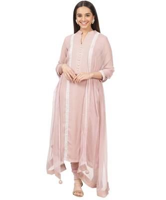 Mauve Pearl Georgette Straight Kurti with Churidaar and Chiffon Dupatta 1