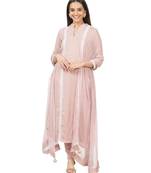 Mauve Pearl Georgette Straight Kurti with Churidaar and Chiffon Dupatta
