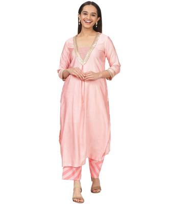Carrot Pink Gotta Stripes Kurti with Straight Palazzo 1