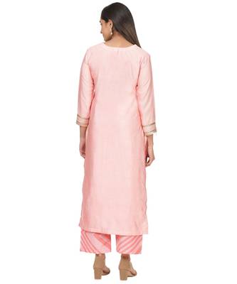 Carrot Pink Gotta Stripes Kurti with Straight Palazzo 2