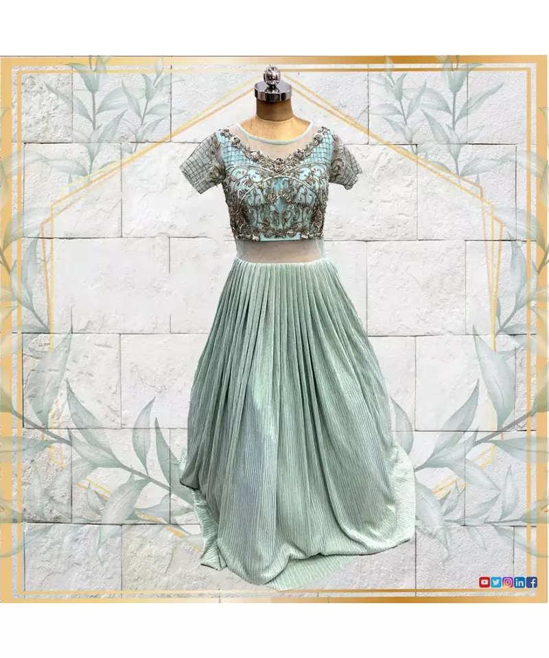 A statement gown with embroidery on both sides