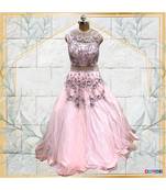 Beautiful pink gown with embroidery and modern embellishments