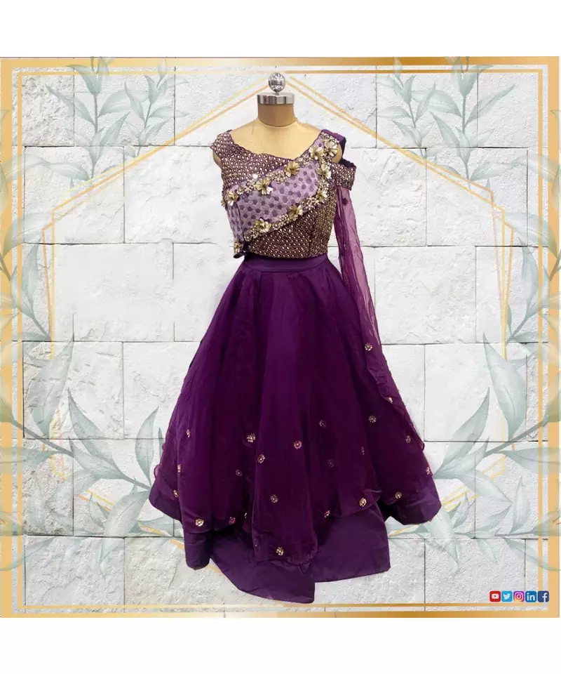 Heavy flared skirt with handwork crop top