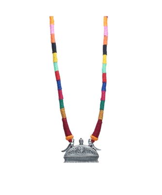 Multi-Colors Thread Tribal Comb Necklace - Necklaces by Joypur Wala