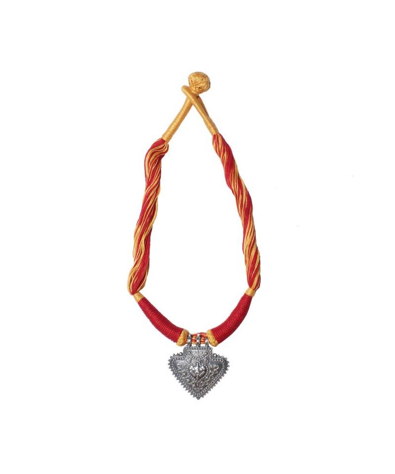 Joypur Wala Red And DarkYellow Dori Tribal Necklace Joypur Wala