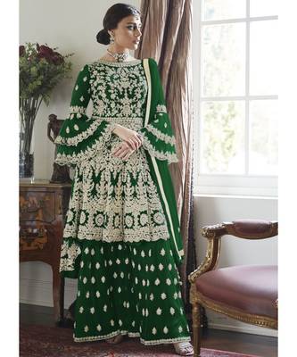 Green Net Pakistani Salwar Kameez 1