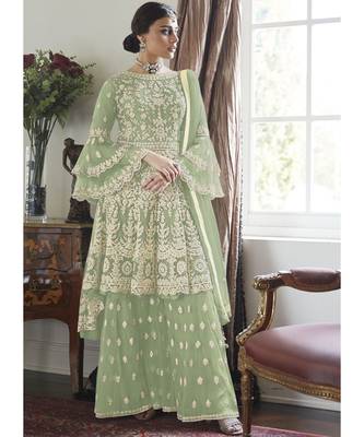 Sea Green Net Pakistani Salwar Kameez 1
