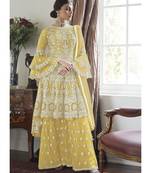 Yellow Net Pakistani Salwar Kameez