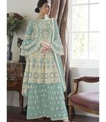 Sky Blue Net Pakistani Salwar Kameez
