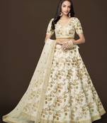  White Dori Zari And Sequins Embroidered Thai Silk Lehenga Choli Designs