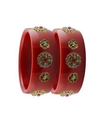 Red Stone Stud Acrylic Bangle with very extra size 2
