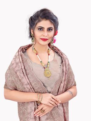 Pink plain chiffon saree with blouse 2