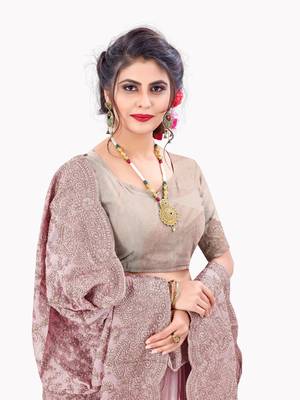 Pink plain chiffon saree with blouse 2