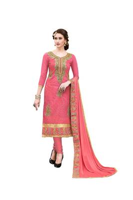 Dark-pink embroidered chanderi salwar 1