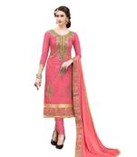 Dark-pink embroidered chanderi salwar