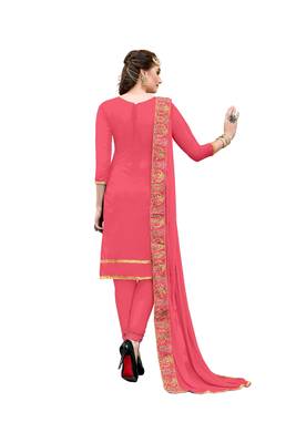 Dark-pink embroidered chanderi salwar 2