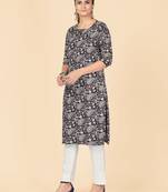 Black Printed Rayon Straight Stitched Kurta