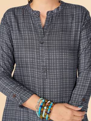 Grey Printed Rayon Straight Stitched Kurta 7