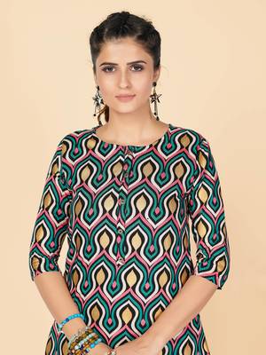 Aqua Printed Rayon Straight Stitched Kurta 6