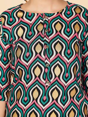 Aqua Printed Rayon Straight Stitched Kurta 7