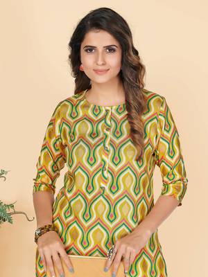 Yellow Foil Print Rayon Straight Stitched Kurta 6