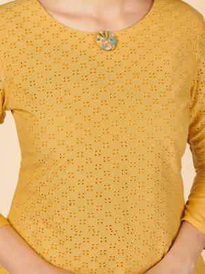 Yellow Chikankari Cotton Straight Stitched Kurta 7