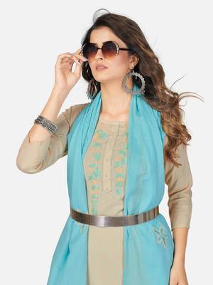 Cream Hand Work Rayon Straight Stitched Kurta 6