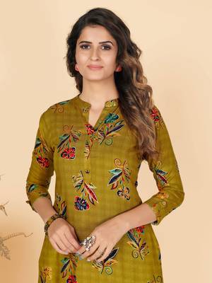 Mahendi Green Printed Rayon Straight Stitched Kurta 6