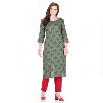 Green printed rayon ethnic-kurtis 1