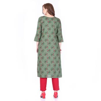 Green printed rayon ethnic-kurtis 2